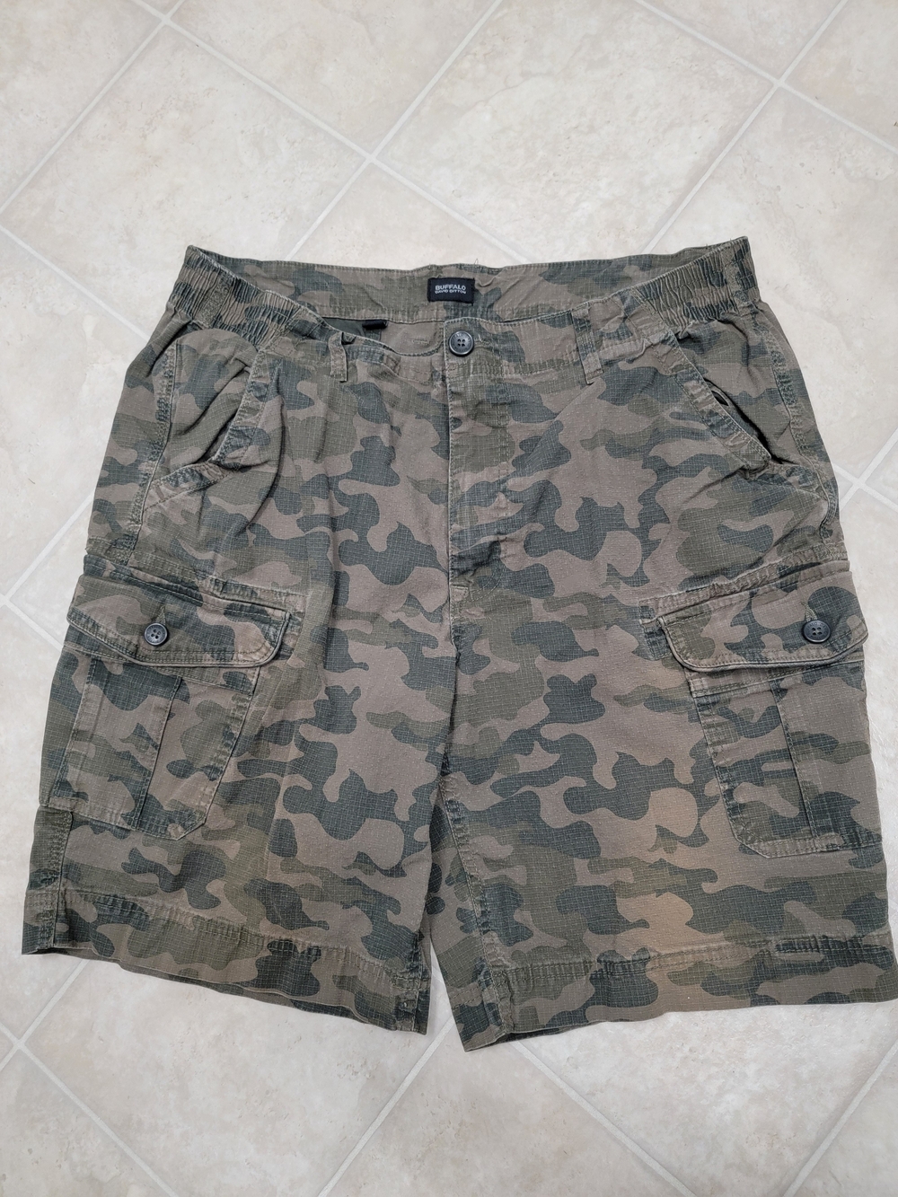 Buffalo David Bitton Men's Green Camo Cargo Shorts